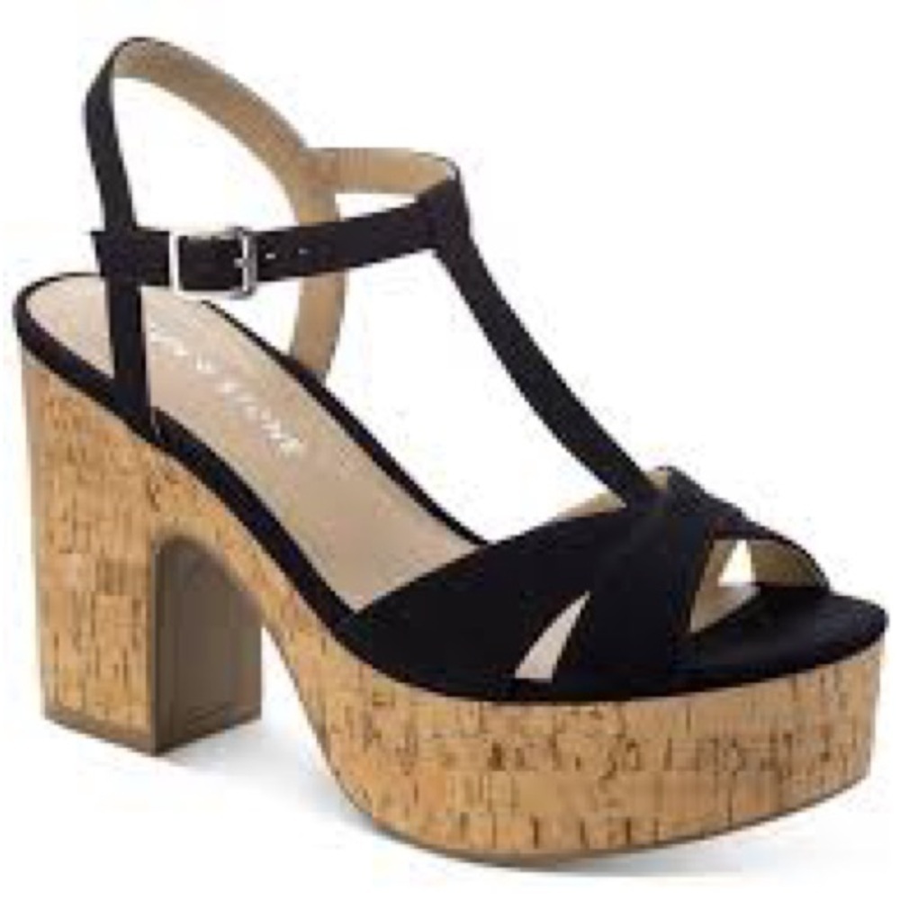Women’s Sun + Stone Jillien Black Faux Suede Platform Sandals Size 11 US!